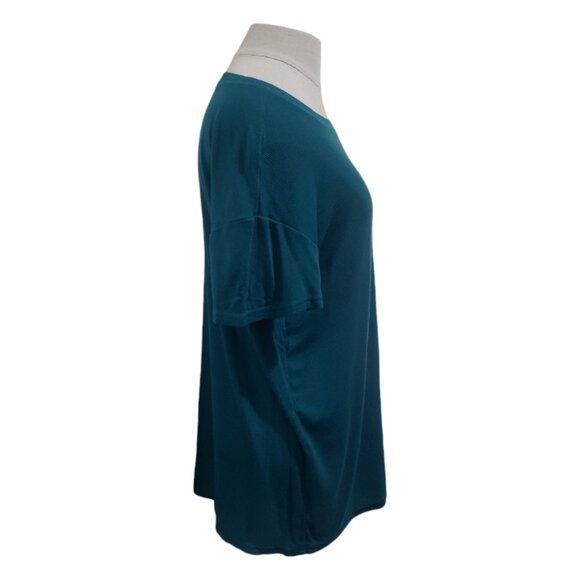 CT1819 Nordstrom Lightweight Short Sleeve Teal Ribbed Tee M - Picture 3 of 4
